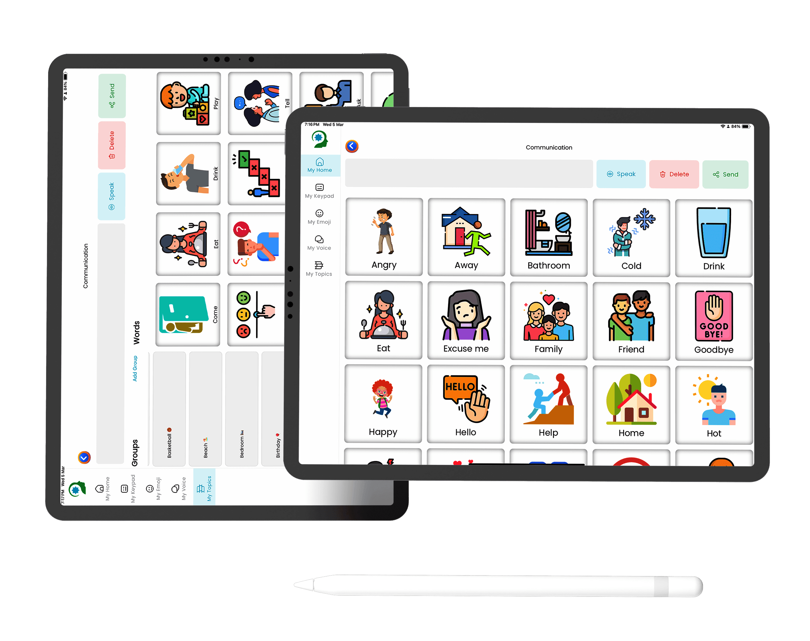AAC communication tool display settings